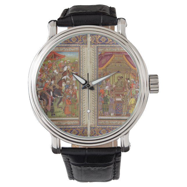 Mughal Indien Islam Islamischer Muslim Boho Art Armbanduhr (Vorderseite)