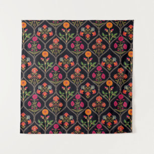 Mughal Motif Kani Look Ornament Muster Multi Colo Wandteppich