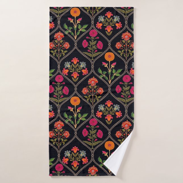 mughal motif Kani Look ornament pattern multi colo Badehandtuch (Badehandtuch)