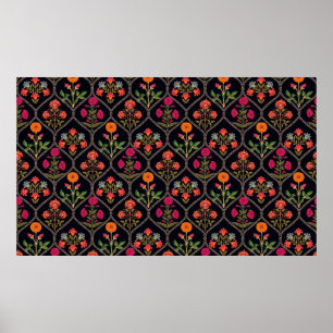 mughal Motiv Kani Look ornament pattern multicolo Poster