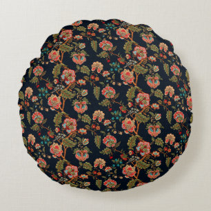 Mughal-Motiv-Ornamentmuster mehrfarbiger Hintergru Rundes Kissen