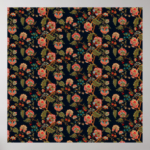 Mughalmotif-Muster, mehrfarbiger Hintergrund Poster