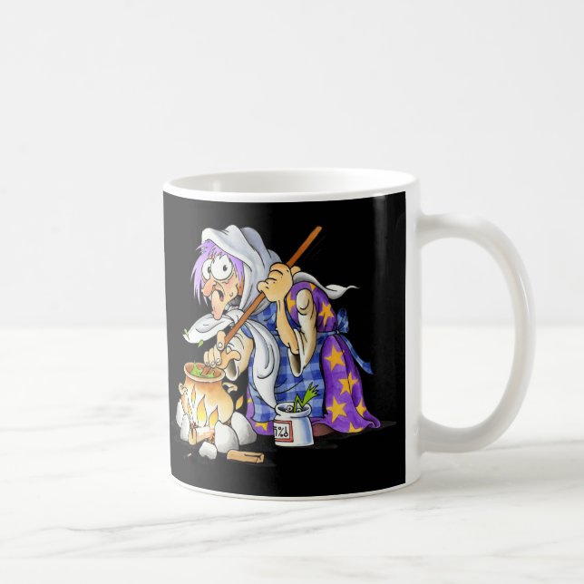 Mugs De Café Noir Et Blanc Avec Sorcière Violette (Droite)