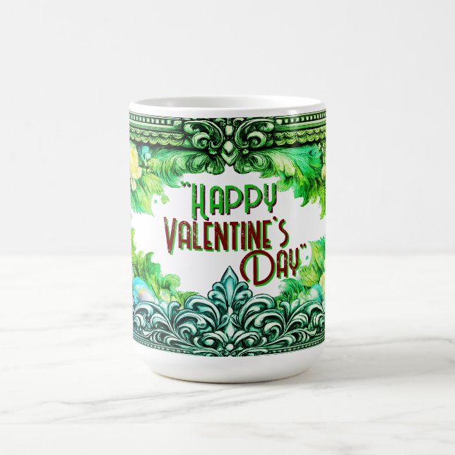 Mugs de la Saint-Valentin Design floral vert (Centre)