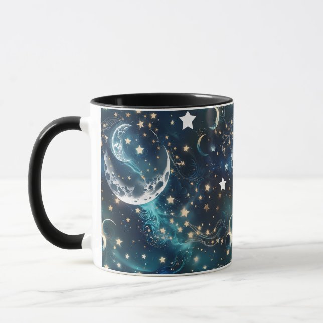 Mugs – Icy Blue Celestial Moon Phase Luxury Coffee Tasse (Links)