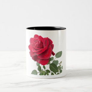 Mugs Rose rouge - peinte of la main