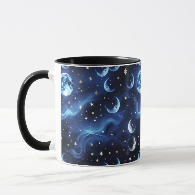Mugs – Sapphire Blue Celestial Moon Phase Luxury  (Gauche)