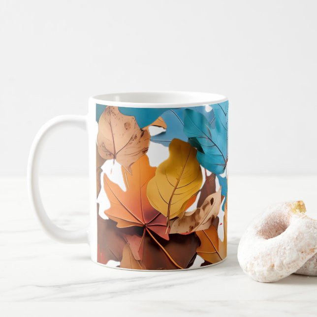 Mugs & tasses avec feuilles d'érable. Un joli joli (Avec donut)
