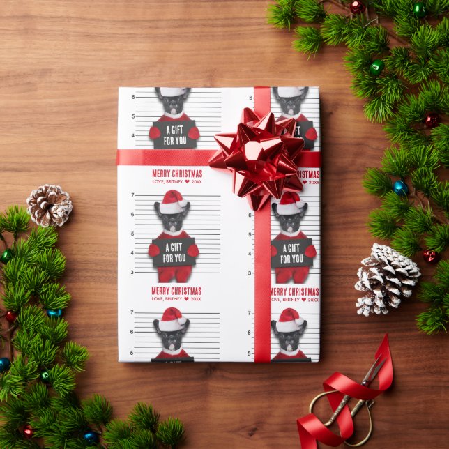 Mugshot Bad Santa's Dog Funny Christmas Geschenkpapier (Feiertagsgeschenk)