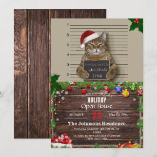 Mugshot Cat Christmas Einladung