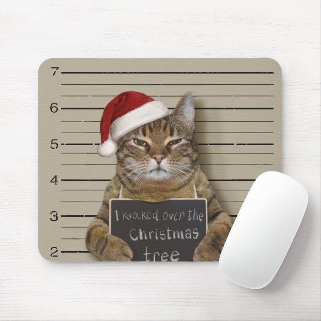 Mugshot Cat Christmas Mousepad (Mit Mouse)