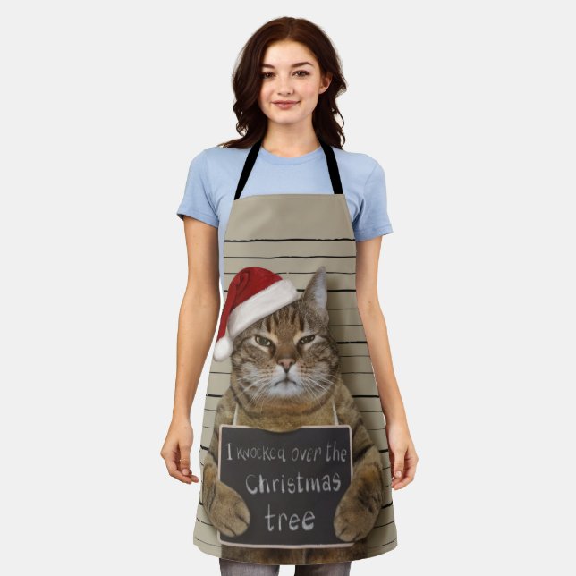 Mugshot Cat Christmas Schürze (Getragen)