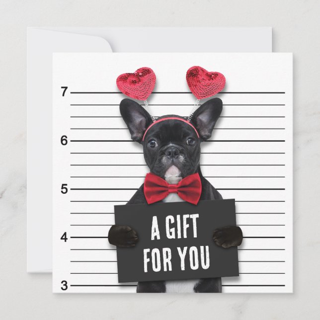 Mugshot Coupable Aimer Chien Valentine's Day Carte (Devant)