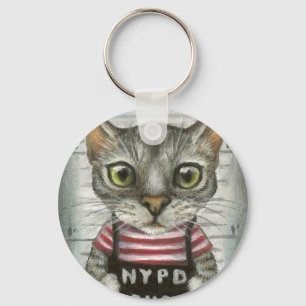 Mugshot eines Katzenverbrechers Schlüsselanhänger