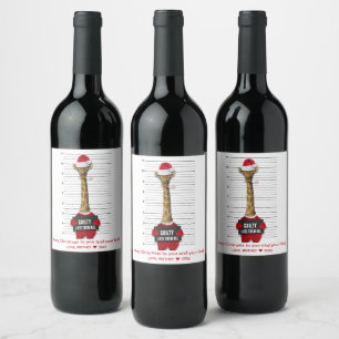 Mugshot Guilty Funny Giraffe Weihnachten Weinetikett