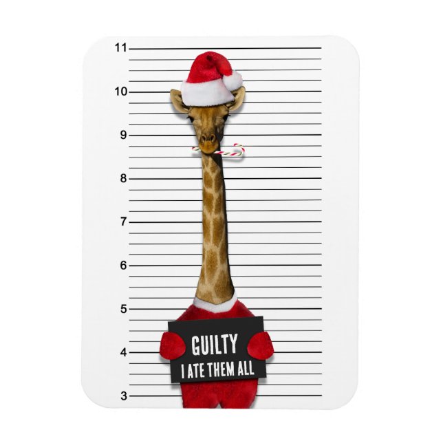 Mugshot Guilty Giraffe Funny Christmas Magnet (Vertikal)