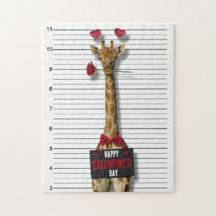 Mugshot Guilty Giraffe Funny Happy Valentine's Day