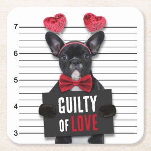 Mugshot Guilty Liebe Dog Valentine's Day Funny Rechteckiger Pappuntersetzer