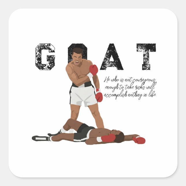 Muhammad Ali  Quadratischer Aufkleber (Vorderseite)