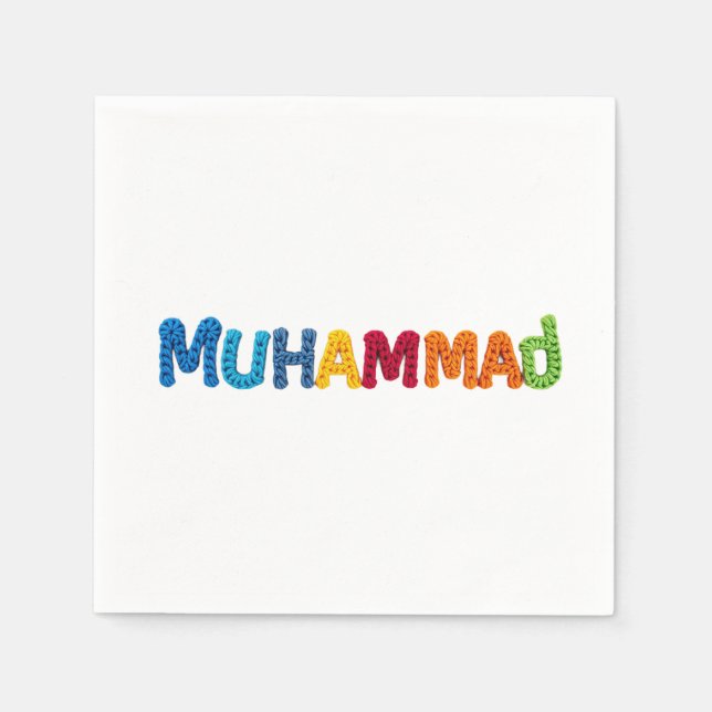 MUHAMMAD Name in lebendigem Häkelmuster Serviette (Vorderseite)