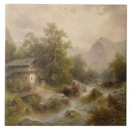 Mühle auf einem Bergbach (von Albert Rieger) Fliese