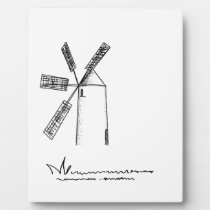 Mühle auf weißem Untergrund Fotoplatte