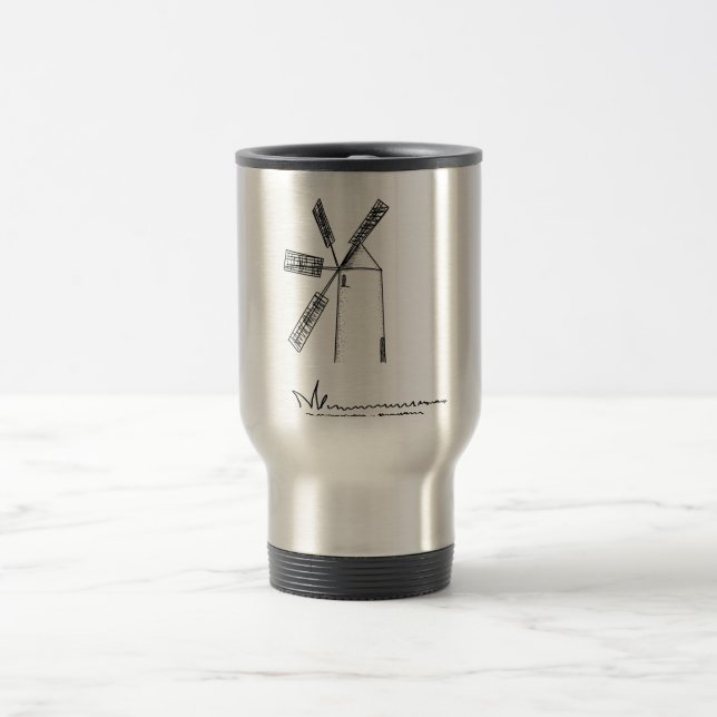 Mühle auf weißem Untergrund Reisebecher (Mittel)