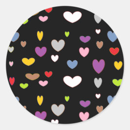 Muilty Colored Hearts Runder Aufkleber