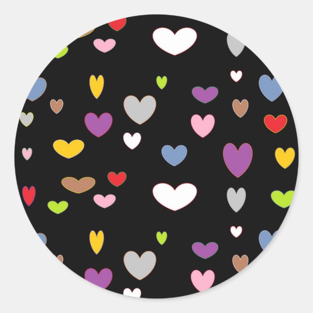 Muilty Colored Hearts Runder Aufkleber (Vorderseite)