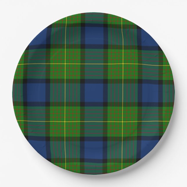 Muir Moore tartan blau kariert Pappteller (Vorderseite)