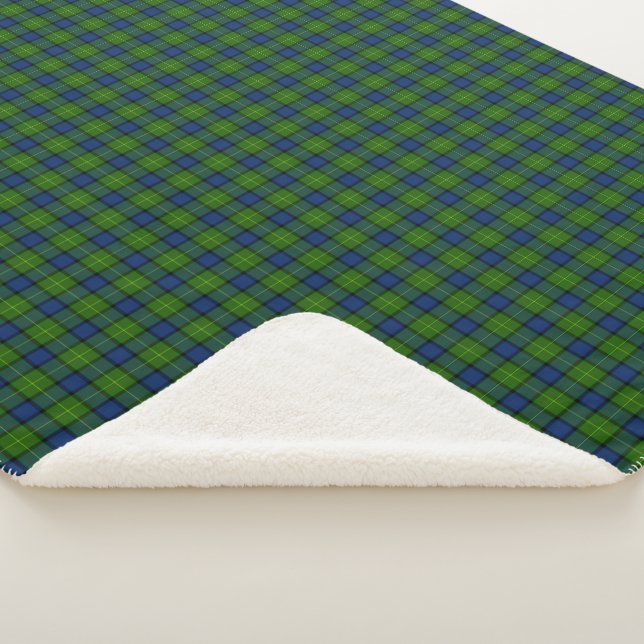 Muir Moore tartan blau kariert Sherpadecke (3/4)