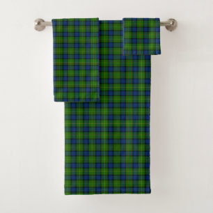Muir Moore Tartan grün blau kariert Badhandtuch Set