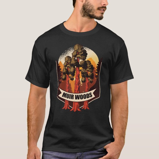 Muir Woods Nationalpark California Retro Art T-Shirt (Vorderseite)