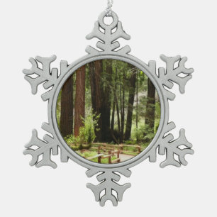 Muir Woods Path I Naturefotografie Schneeflocken Zinn-Ornament