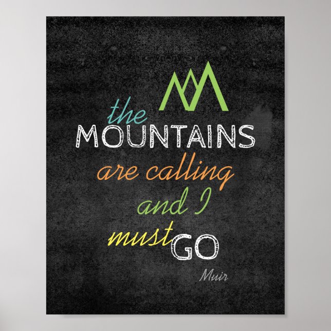 Muir zitieren Poster, das die Berge nennen Poster (Vorne)