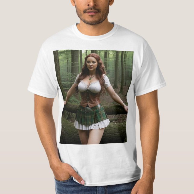 Mujer modelo celta en el bosque T-Shirt (Vorderseite)