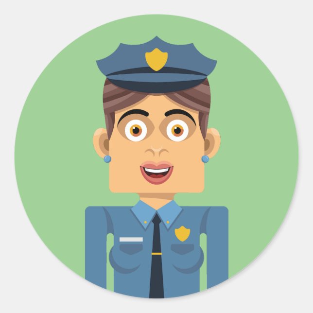 Mujer policia runder aufkleber (Vorderseite)
