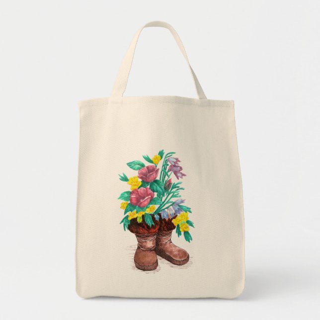 Mukluk Boot Blume Planter Shopping Tasche (Vorne)