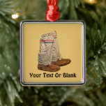 Mukluks Ornament Aus Metall<br><div class="desc">Mein Lieblingspärchen überlagerte sich auf einem Buckskin-Hintergrund. Fügen Sie Ihren eigenen Text hinzu. Weit besser als normale Winterstiefel,  ein gutes Paar Mukluks und dicke Socken,  werden die Füße schön und toasty behalten,  egal wie kalt es auch sein mag. Sie behielt meine Füße auch bei Temperaturen unter -60 Fahrenheit warm.</div>