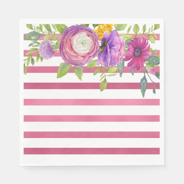 Mulberry Floral Stripe Dream Brautparty Serviette (Vorderseite)