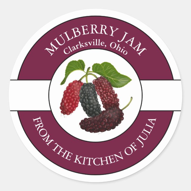 Mulberry-Jam-Label Runder Aufkleber (Vorderseite)