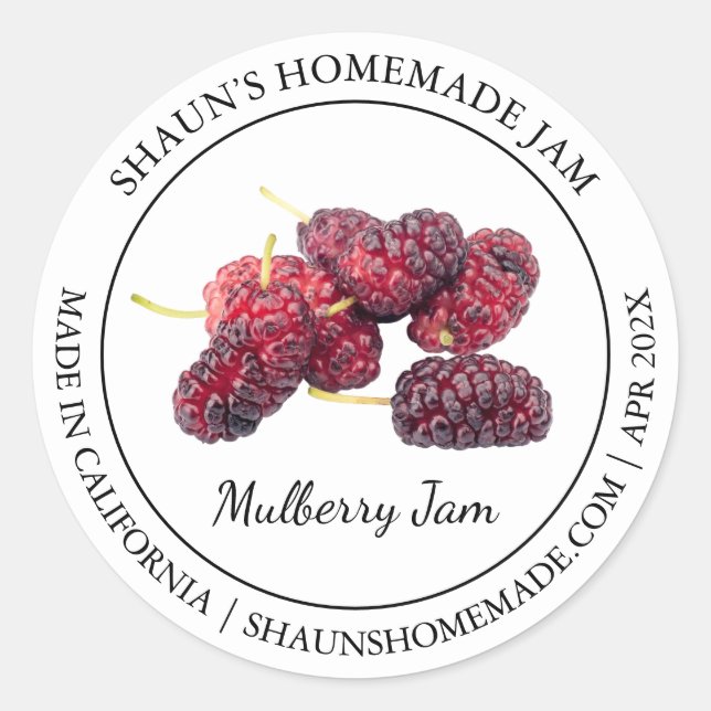 Mulberry Jam Modern Label Runder Aufkleber (Vorderseite)