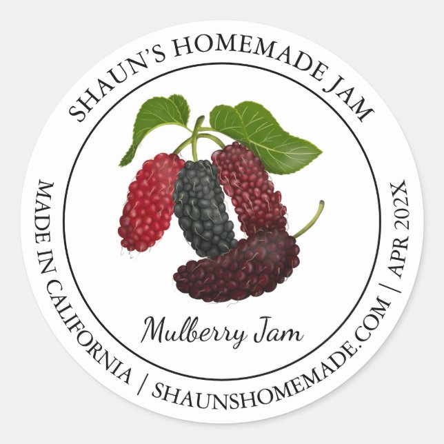 Mulberry Jam Modern Label Runder Aufkleber (Vorderseite)