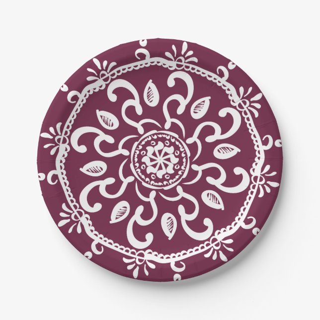 Mulberry Mandala Pappteller (Vorderseite)
