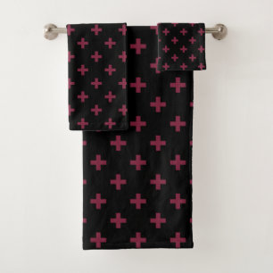 Mulberry-Polka kreuzt schwarz Badhandtuch Set