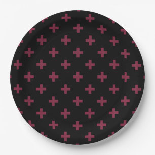Mulberry-Polka kreuzt schwarz Pappteller