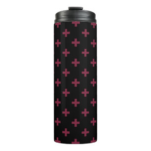 Mulberry-Polka kreuzt schwarz Thermosbecher
