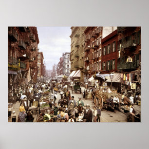 Mulberry Street c1900 USA - Vintag New York Poster