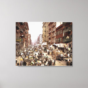 Mulberry Street NYC 1900 Farbgeätzte Leinwand