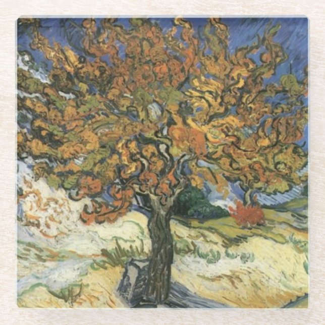 Mulberry Tree von van Gogh Glasuntersetzer (Vorderseite)